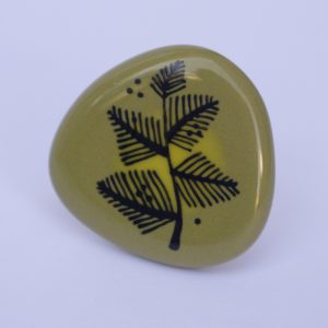 Bague faïence Palm – galet, kaki