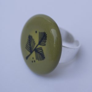 Bague faïence Palm – kaki