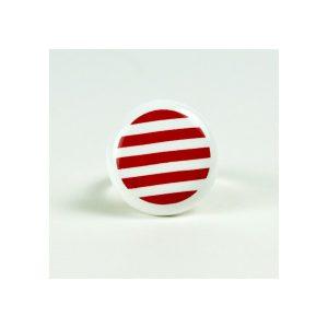 Bague faïence ronde Marinière rouge PM