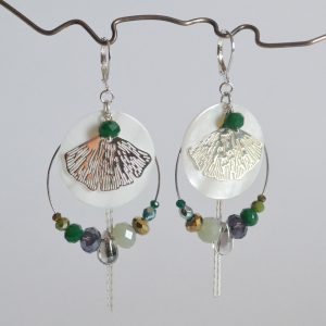 Boucles nacre Ginkgo – Vert