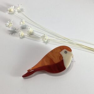 Broche oiseau / orange