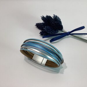 Manchette cuir / bleu