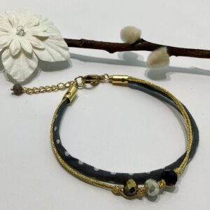 Bracelet cordon Liberty pois gris