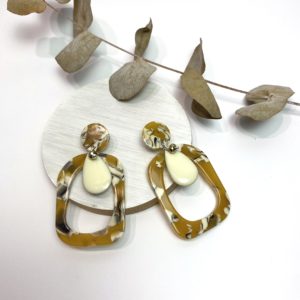 Boucles acétate - moutarde