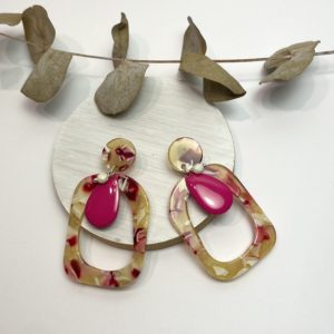 Boucles acétate - Jaune & Rose